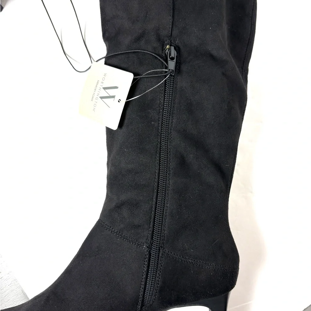 Worthington Over Knee Boots Black Faux Suede Tall Sexy Coquette Baddie Sz‎ 6 NWB
